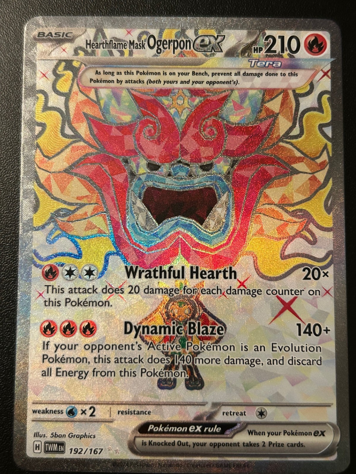 Hearthflame Mask Ogerpon Ex 192/167 Full Art Holo SV Twilight Masquerade NM