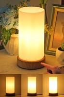 Nachttischlampe Glas Touch Dim Holzmaserung Tischlampe FüR Schlafzimmer