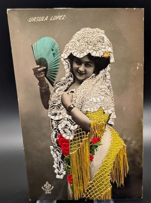 Úrsula lópez die Diva der Diamanten spanische Zazuela Sopran - gestickte Postkarte