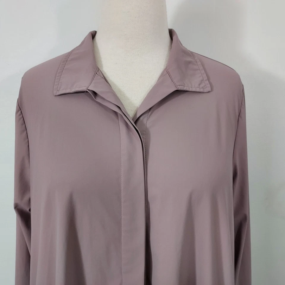 Camisa Top Marla Wynne Mujer Grande Púrpura Elastizada Manga Larga Blusa Abotonada Foto 3 de 4