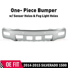 For 2014-2015 Chevy Silverado 1500 Front Bumper Face Bar Chrome W/ Fog&Sensor