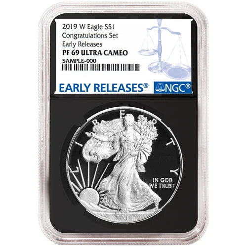 2019-W Proof $1 American Silver Eagle Congratulations Set NGC PF69UC Blue ER