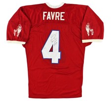 Brett Favre Signed East Shrine Auth Game Worn Red Jersey - Game Used Shrine Insc