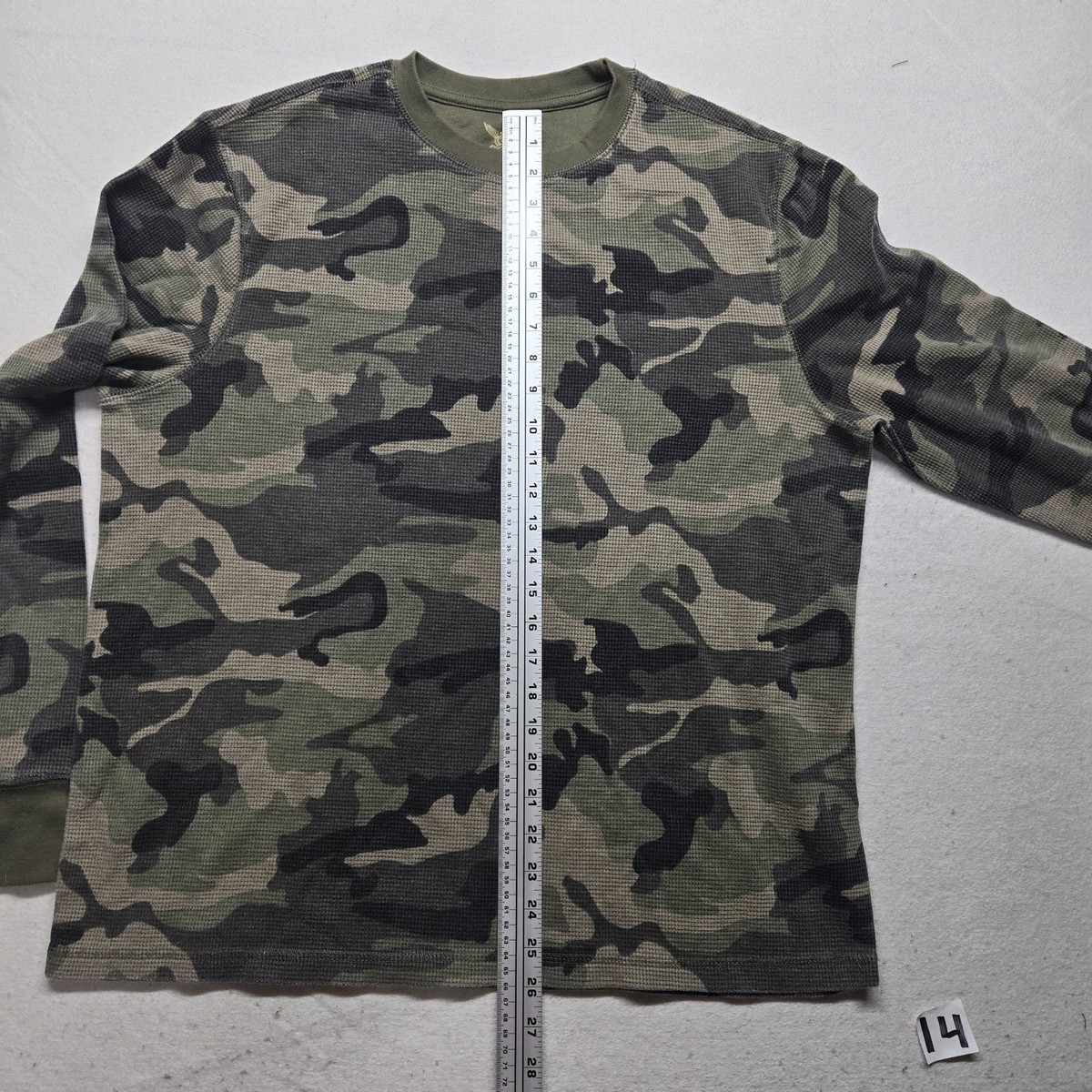 Faded Glory Camouflage Thermal Henley Long Sleeve T-Shirt Adult