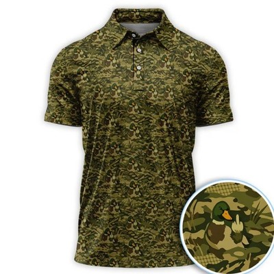 Mallard Duck Camo Pattern Golf Polo, Wild Mallards Golf Shirt For Hunter