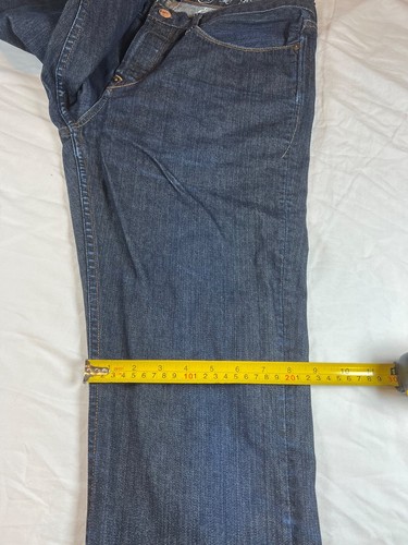 32x34 Earnest Sewn Jeans Fulton Mens Denim Straight Dark Blue Wash Made in USA - Picture 12 of 24