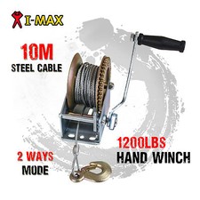 I-Max 1200LBS/544KGS 2-Ways Steel Cable Hand winch Manual Car Boat Trailer Mount