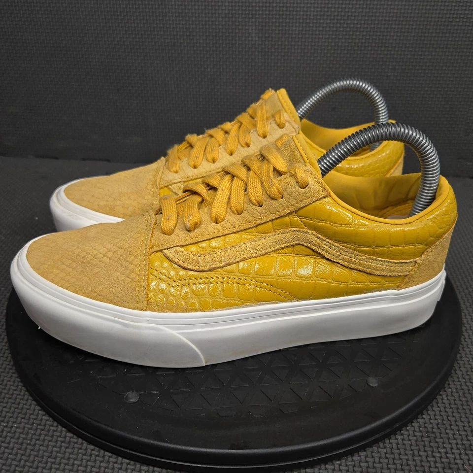 Vans Old Skool Zapatos de Plataforma en Relieve para Mujer Talla 7.5 Tenis de Cuero Amarillo Foto 3 de 4