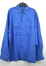 Paul Frederick Mens Blue Button-Up Long Sleeve 2-Pocket Sport Shirt 16.5-32