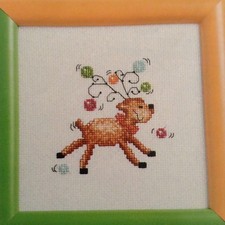 Christmas Reindeer counted cross stitch magazine pattern, Aida & floss lot