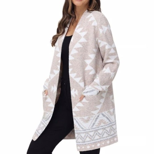 Frye Women's The Cozy Cardigan, Tan (Oatmeal Combo), Size M - 第 2/6 張圖片