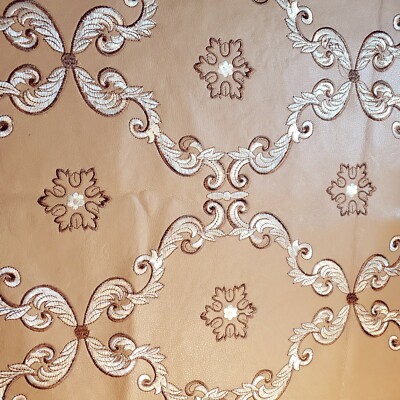 CAMEL PEBBLE GRAIN EMBROIDERED VINYL FABRIC 55