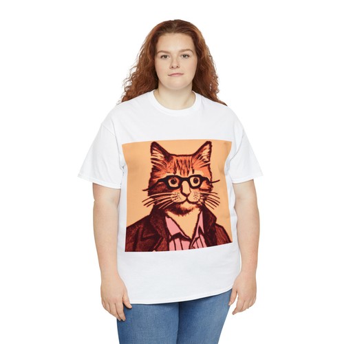 Vintage Style Cat Art T Shirt Unisex Heavy Cotton Tee Pet Lover Hipster NEW - Picture 8 of 25