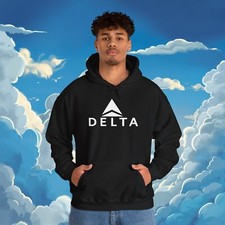 Delta Airlines Black Color Hoodie Sweatshirt Sizes S M L XL 2XL 3XL