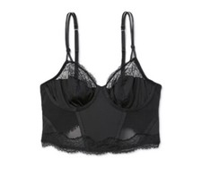 Auden Size Small Black Sheer Mesh  Lace Trim Corset Lingerie Underwire Bra Top