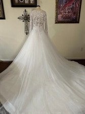 White Wedding Cinderella Wedding Gown with beading and long sleeves 