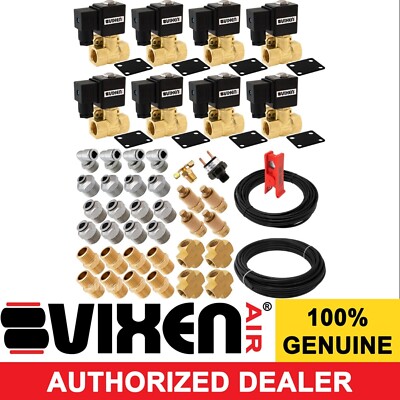 1/2''NPT AIR VALVES SOLENOID W/FITTINGS/HOSES SUSPENSION/AIR RIDE/SLAM 4 CORNERS