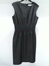 Calvin Klein womens size 8 black sleeveless gathered elastic waist zipper dress