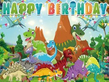 Cartoon Dinosaur 1st t0 9th Personalised Birthday Backdrop Party Supplies 7x5Ft