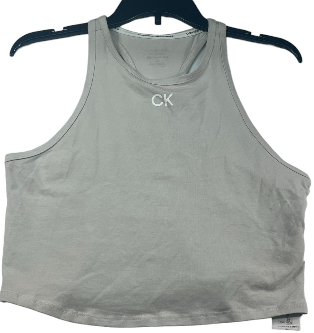 Calvin Klein Workout Tank Top Womens size Large Beige Cream Racerback Crop  New