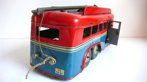 JOUSTRA TROLLEY-BUS "STADE" REF 442 TÔLE LITHOGRAPHIÉE Lg 31cm BEL ÉTAT 1952 - Imagen 9 de 12