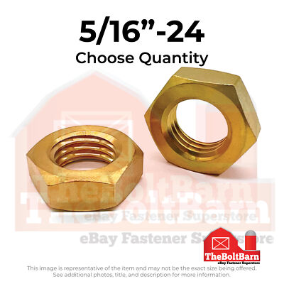 5/16''-24 Brass Hex Jam Nut (Pick Quantity)