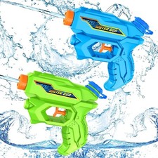 2 Pack Water Guns for Kids,Small Water Blaster Toys for Outdoor Fun Blue Green 
