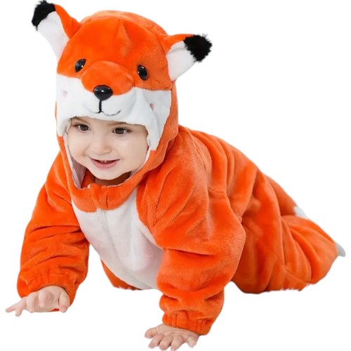 Unisex Baby Animal Costume Winter Flannel Hooded Jumpsuit Halloween Size 13-18 M - Picture 6 of 8