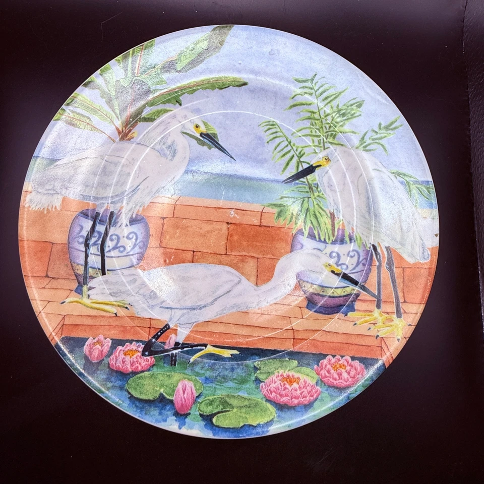  4 American Antelier Marsh Bird Tropical Themed Ceramic Plates 8.5" Diameter - Image 3 of 4