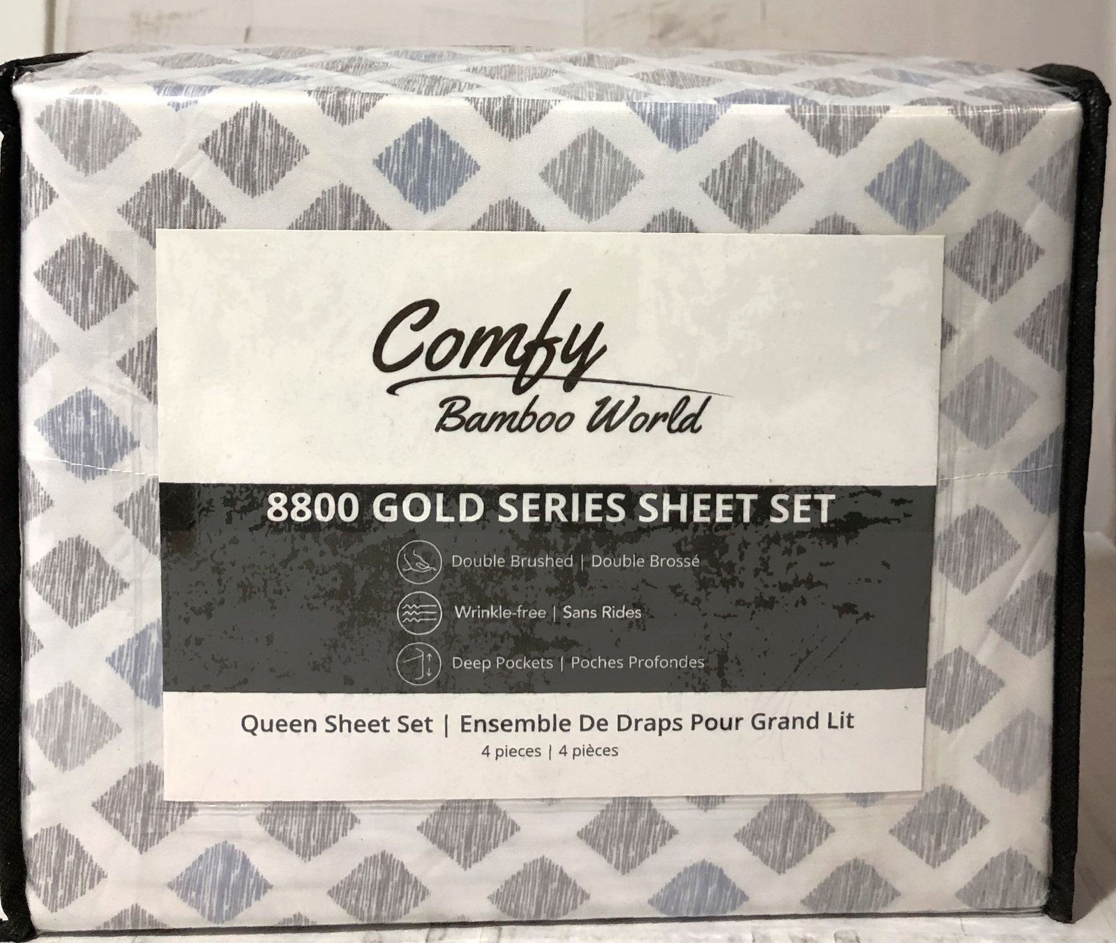 NEW Comfy Bamboo World 8800 Gold Microfiber 4pc Sheet Set Queen Diamond