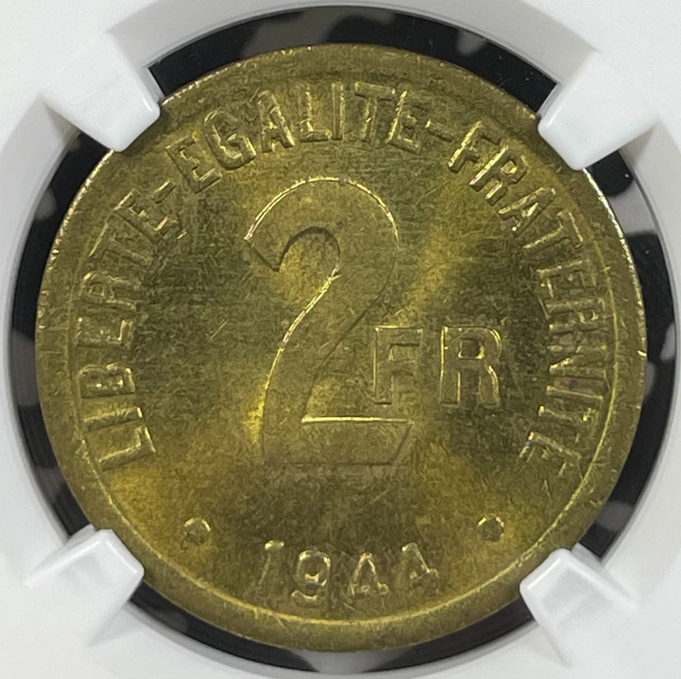 Francia 1944 ocupación aliada 2 francos NGC MS64 lote #G9978 elección ¡UNC! Foto 2 de 3