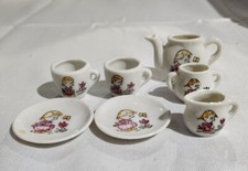 Vintage 7 Piece Girl, Flower, Butterfly Miniature Tea Set - Japan