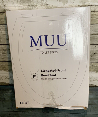 Muu White Slow Close Elongated Toilet Seat 18.5" Non-Slip - Picture 2 of 3