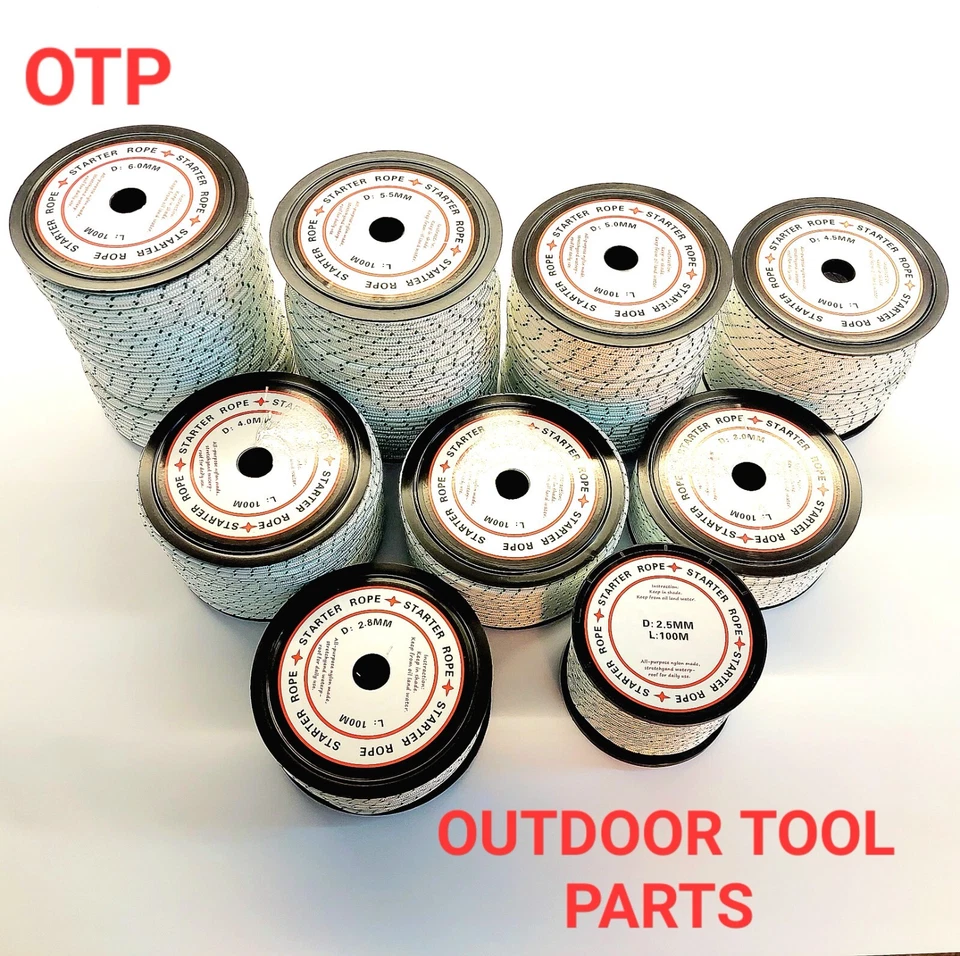 OTP PREMIUM PULL CORD STARTER ROPE MINI MOTO, QUAD BIKE, DIRTBIKE 2.5mm - 6mm 2 - 25 metre.