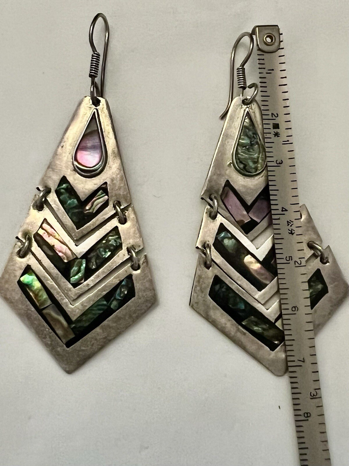 Gorgeous Long Drop Solid Silver Abalone Articulat… - image 8