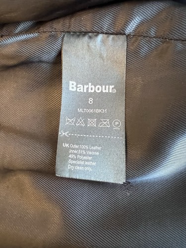 Barbour International 1936 Chaqueta de Cuero Suave Negra XL Calce Ajustado, Grande, Marrón - Imagen 7 de 10