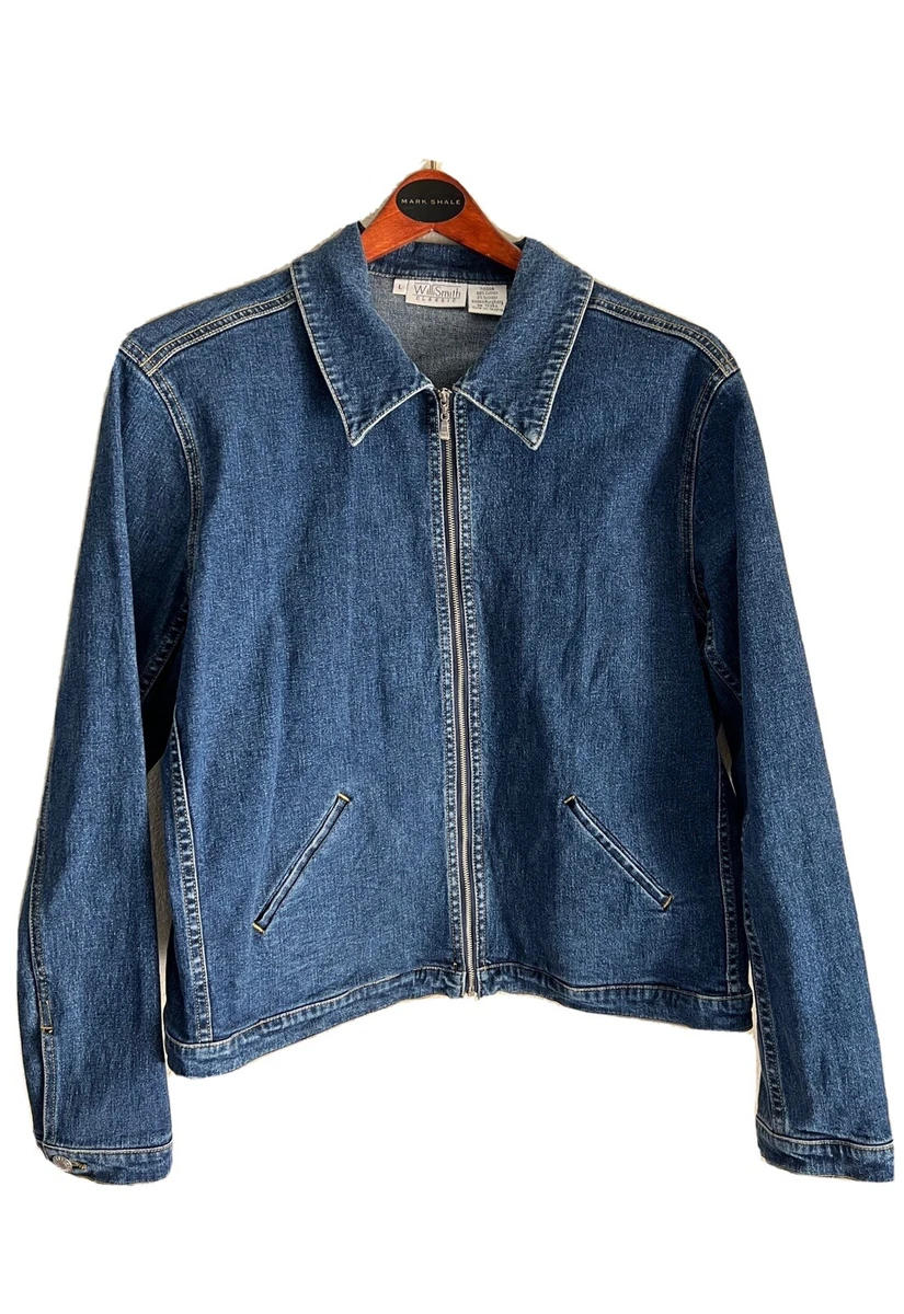 Vintage Willi Smith Denim Jean Jacket Zip Women s Large L 12 14