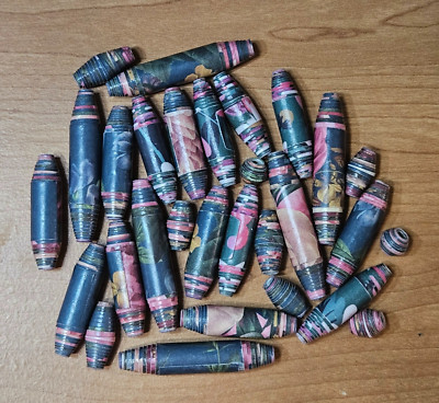 Loose Rolled Paper Beads 29 ct. Assorted Sizes Jewelry Making Crafts DIY Varnish