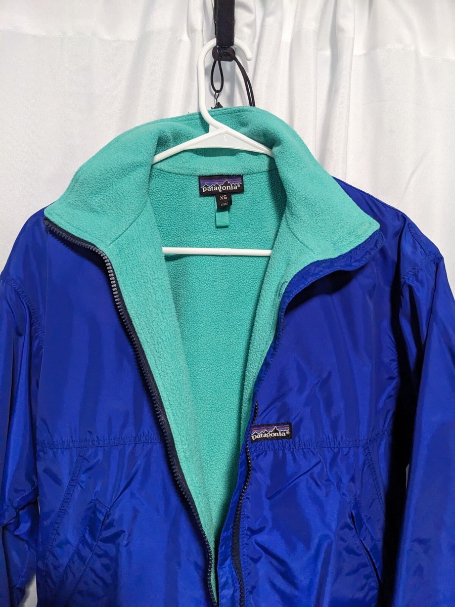 Vintage PATAGONIA 90's Fleece Lined Bomber Jacket Blue Full