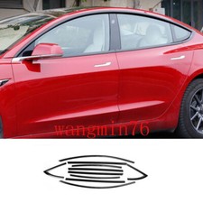 Glossy black ABS Side Window Molding Cover Trim 10X M For Tesla Model 3 17-2023