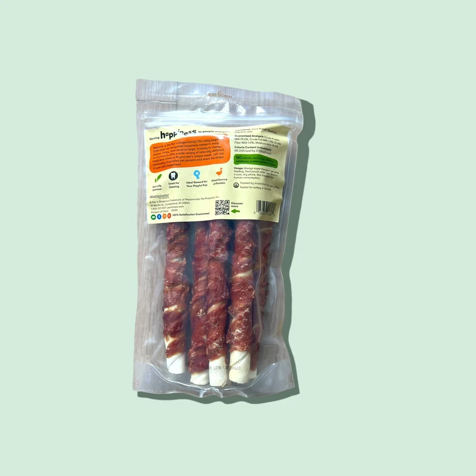 Pet 'n Shape Duck 'n Hide Twist - Golosinas naturales envueltas en cuero crudo para perros, grandes Foto 2 de 3