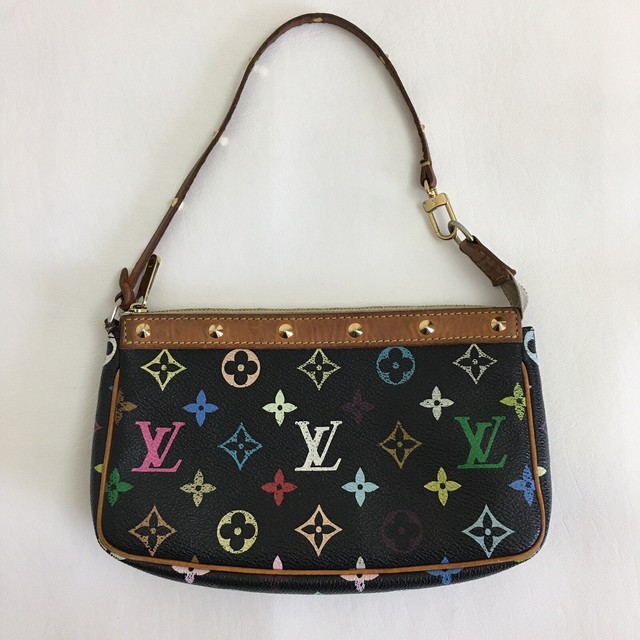 AUTHENTIC Louis Vuitton Multi Color Pochette Black | eBay