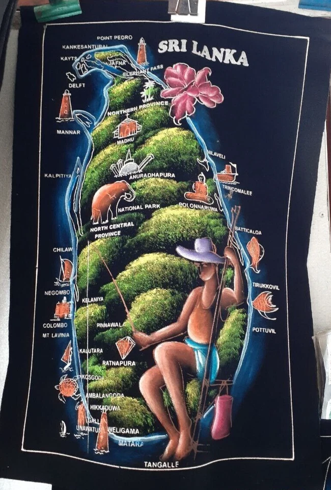 NUEVO Mejor Calidad Colgante de Pared Mapa de Sri Lanka Lugares Turísticos Arte Único Foto 3 de 4