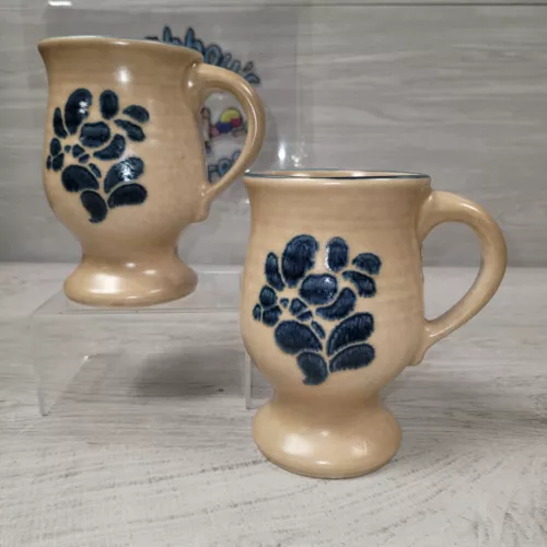Pfaltzgraff Folk Art Grand Mug 5" Pedestal Coffee Tea Cup Stoneware Set of 2