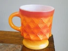 Vintage ANCHOR HOCKING Fire King 319 KIMBERLY Red Orange Yellow MUG Diamond