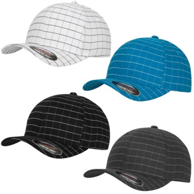 Flexfit Square Check Cap Yupoong Baseball Hat Squareline Kappe Fullcap Basecap