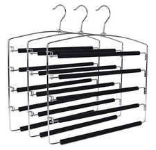 3 Quality Multi Pants Hangers Real Heavy Duty Spacesaving Multibar Metal Hangers