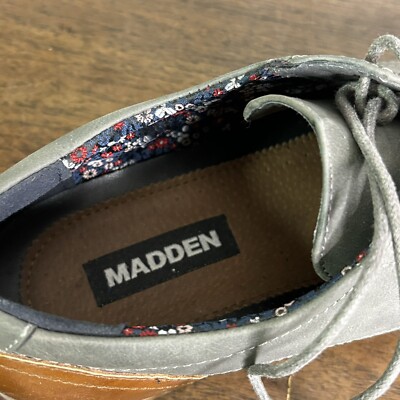 Steve Madden Akran Shoe Mens 10.5 Grey Oxford Lace Up Floral  display picture 2