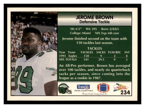 1992 Pacific NFL Football Pick Your Card With Stars & Rookies (1-250) - Picture 451 of 483