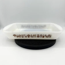 Vintage Glasbake Mushrooms Rectangular Brownie Baking Casserole Dish